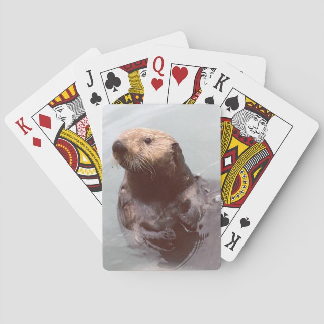 Adorable Cute Alaska Sea Otter Photo Poker Cards (Back)