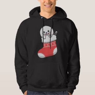 Adorable cute baby harp seal pup in Christmas stoc Hoodie