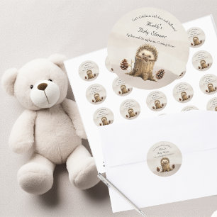 Adorable Cute Baby Hedgehog Baby Shower  Classic Round Sticker