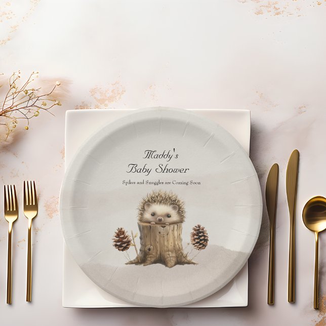 Adorable Cute Baby Hedgehog Baby Shower  Paper Plate (Creator Uploaded)