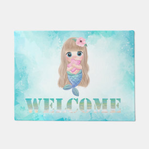 Adorable Cute Baby Mermaid, Sea Doormat