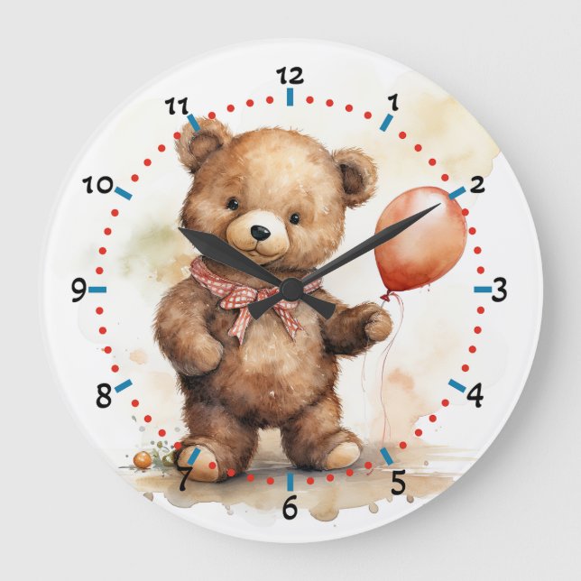 Adorable cute bear clock for kids room  (Front)