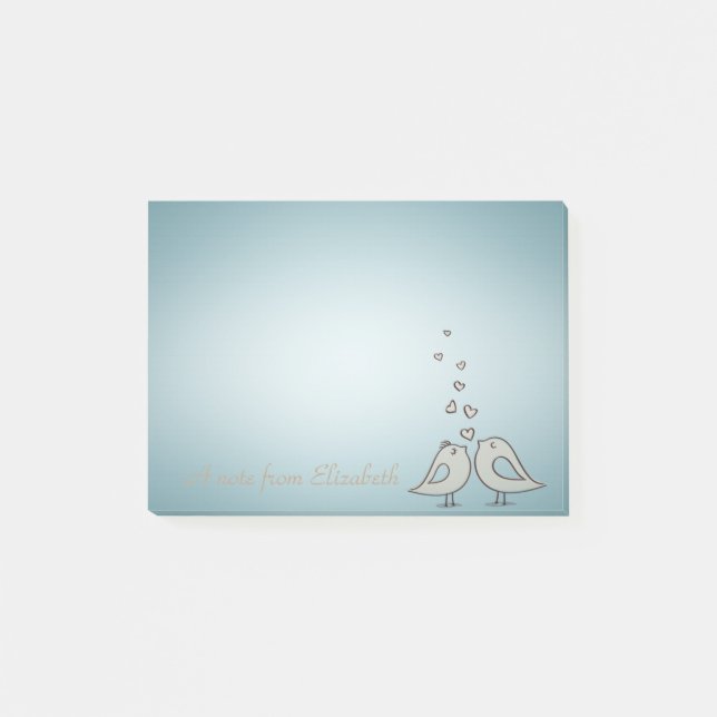 Adorable Cute Birds In Love -Personalised Post-it Notes (Front)