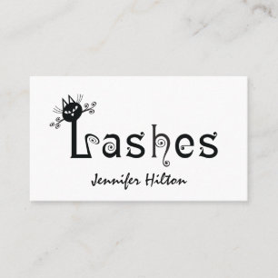 Adorable cute black cat fun lashes logo business card