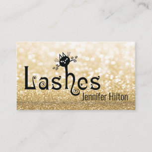 Adorable cute black cat fun lashes logo business card