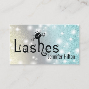 Adorable cute black cat fun lashes logo business card