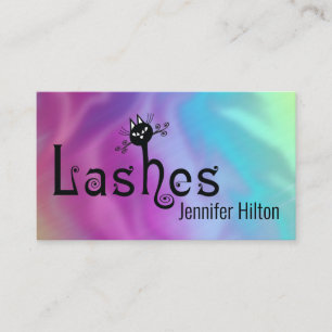 Adorable cute black cat fun lashes logo business card