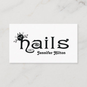Adorable cute black cat fun nails logo business card