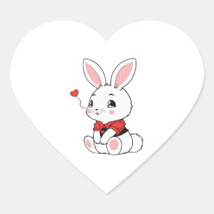 Adorable cute Bunny Heart Sticker