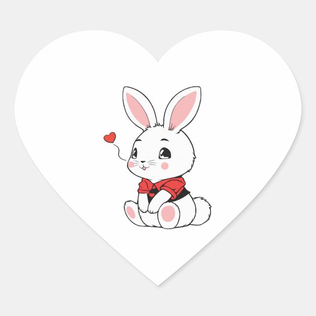 Adorable cute Bunny Heart Sticker (Front)
