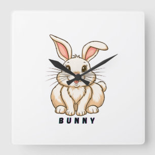 Adorable Cute Bunny  Square Wall Clock