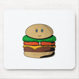 Adorable Cute Burger Hamburger Kawaii Mouse Mat