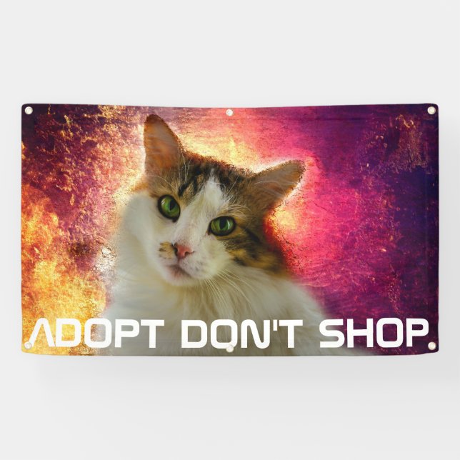 Adorable Cute Calico Cat Banner (Horizontal)