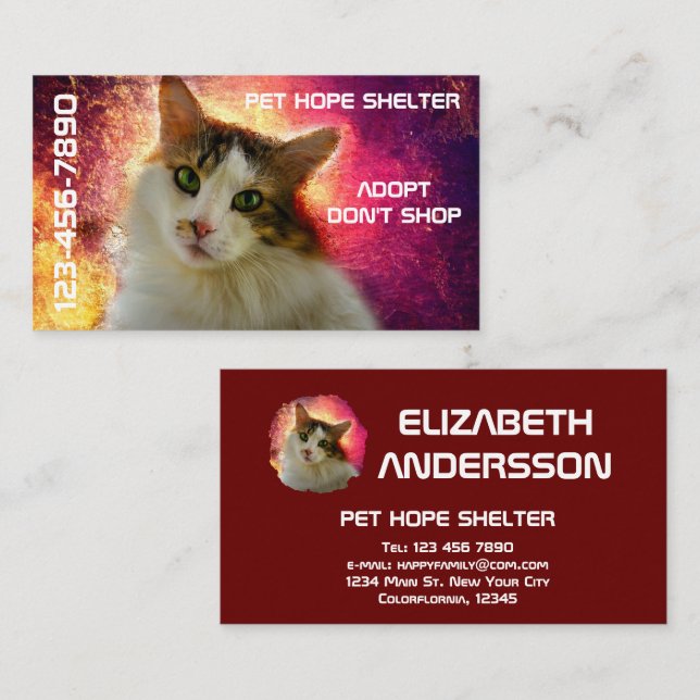 Adorable Cute Calico Cat Business Card (Front/Back)