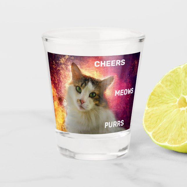 Adorable Cute Calico Cat Shot Glass (Front)