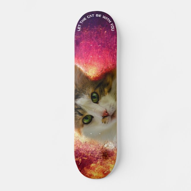 Adorable Cute Calico Cat Skateboard (Front)