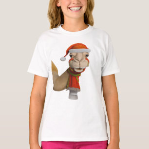 Adorable Cute Camel Wearing Santa Hat Christmas T-Shirt