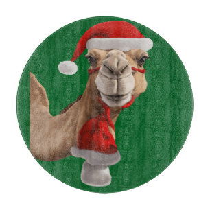 Adorable Cute Camel Wearing Santa Hat Christmas v3 Cutting Board