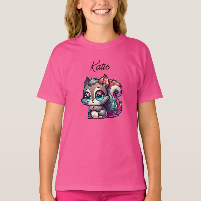 Adorable Cute Cartoon Squirrel Personalised  T-Shirt (Front)