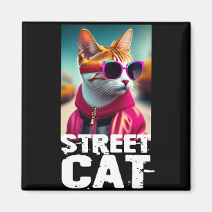 Adorable Cute Cat in Pink Tracksuit Magnet