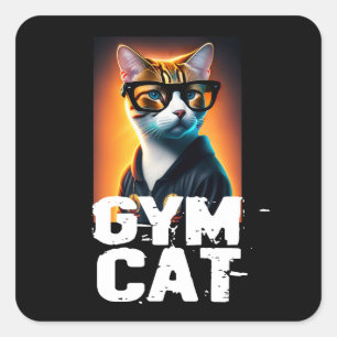 Adorable Cute Cat in Tracksuit Square Sticker