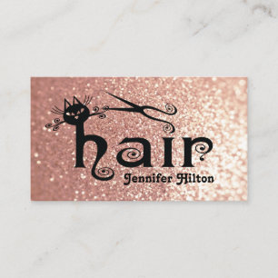 Adorable cute chic black cat hair logo business card