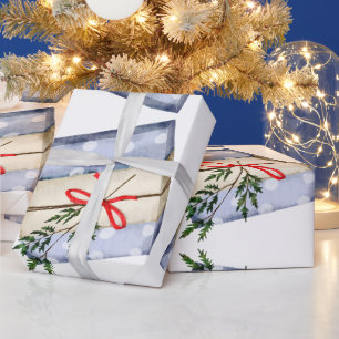 Adorable cute Christmas festive modern blue gift Wrapping Paper