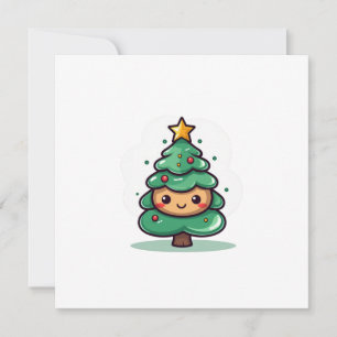 Adorable Cute Christmas Tree Character Holiday Card