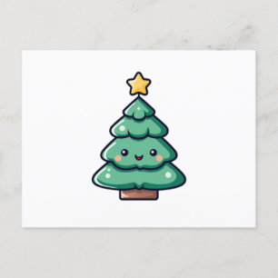 Adorable Cute Christmas Tree Character Holiday Postcard