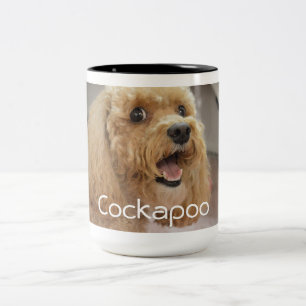 Adorable Cute Cockapoo Dog Animal Family Photo Two-Tone Coffee Mug
