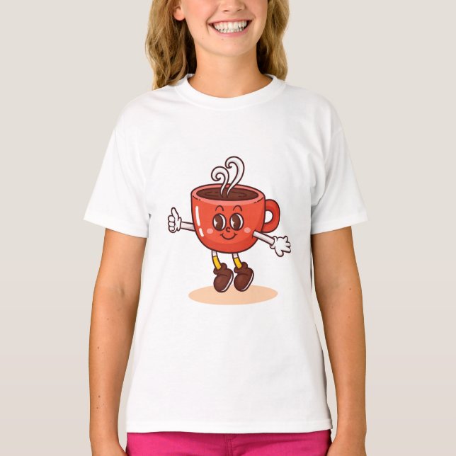 Adorable Cute Coffee Cup T-Shirt (Front)