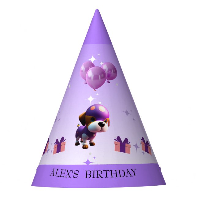 Adorable Cute Dog Children’s Birthday   Party Hat (Front)