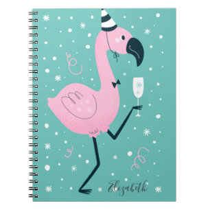 Adorable Cute Flamingos Snowflakes  Notebook