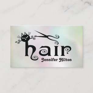 Adorable cute fun black cat hair logo business card