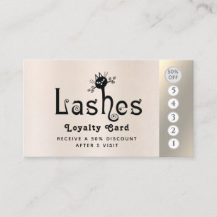 Adorable cute fun lashes cat logo loyalty card