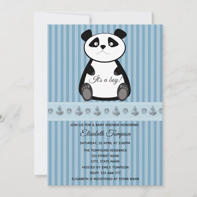 Adorable cute funny baby panda boy baby shower invitation (Front)
