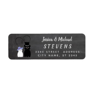 Adorable cute funny cartoon cat couple chalkboard