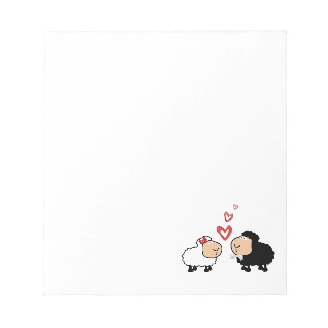 Adorable cute funny cartoon sheep in love notepad (Front)