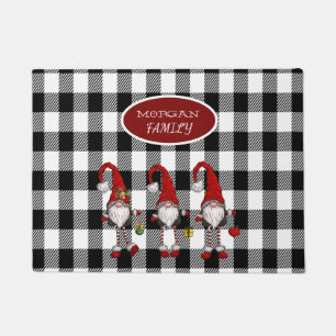 Adorable Cute Gnomes Buffalo Plaid Doormat