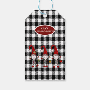 Adorable Cute Gnomes Buffalo Plaid Gift Tags