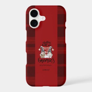 Adorable Cute Gnomes Red Buffalo Plaid
