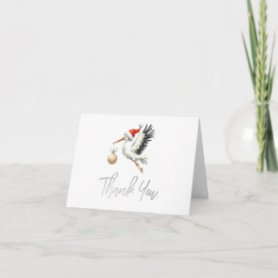 Adorable Cute Holiday Stork Thank You Card