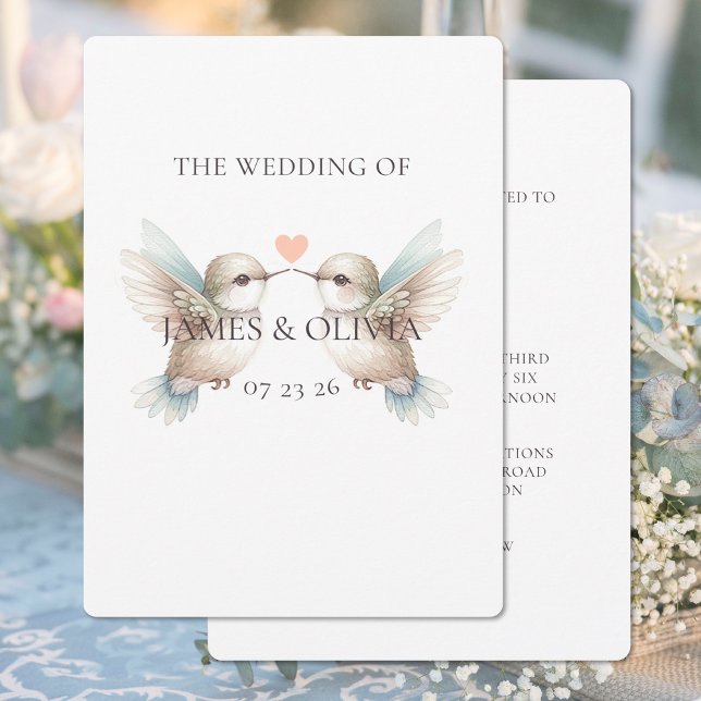 Adorable Cute Hummingbird Wedding Invitation (Creator Uploaded)