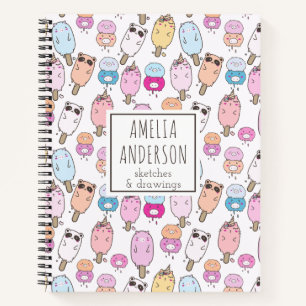 Adorable Cute Kawaii Farm Animals Custom Name Notebook