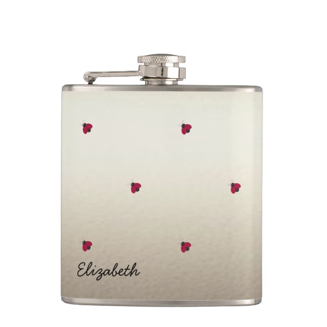 Adorable Cute ,Ladybugs,Luminous-Personalised Hip Flask (Front)