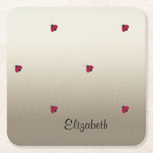 Adorable Cute ,Ladybugs,Luminous-Personalised Square Paper Coaster