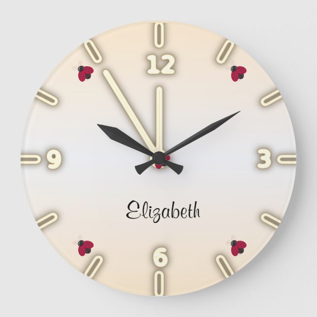Adorable Cute ,Ladybugs -Personalised Large Clock (Front)