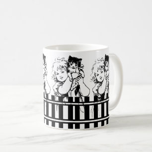 Adorable Cute Little Girl and Cute Little Cat Coffee Mug