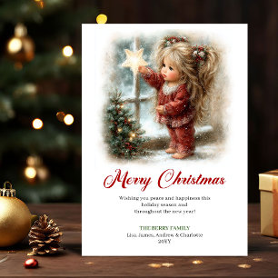 Adorable Cute Little Girl Winter Scene Holiday Car Card