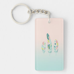 Adorable Cute  Modern Girly Feathers Key Ring